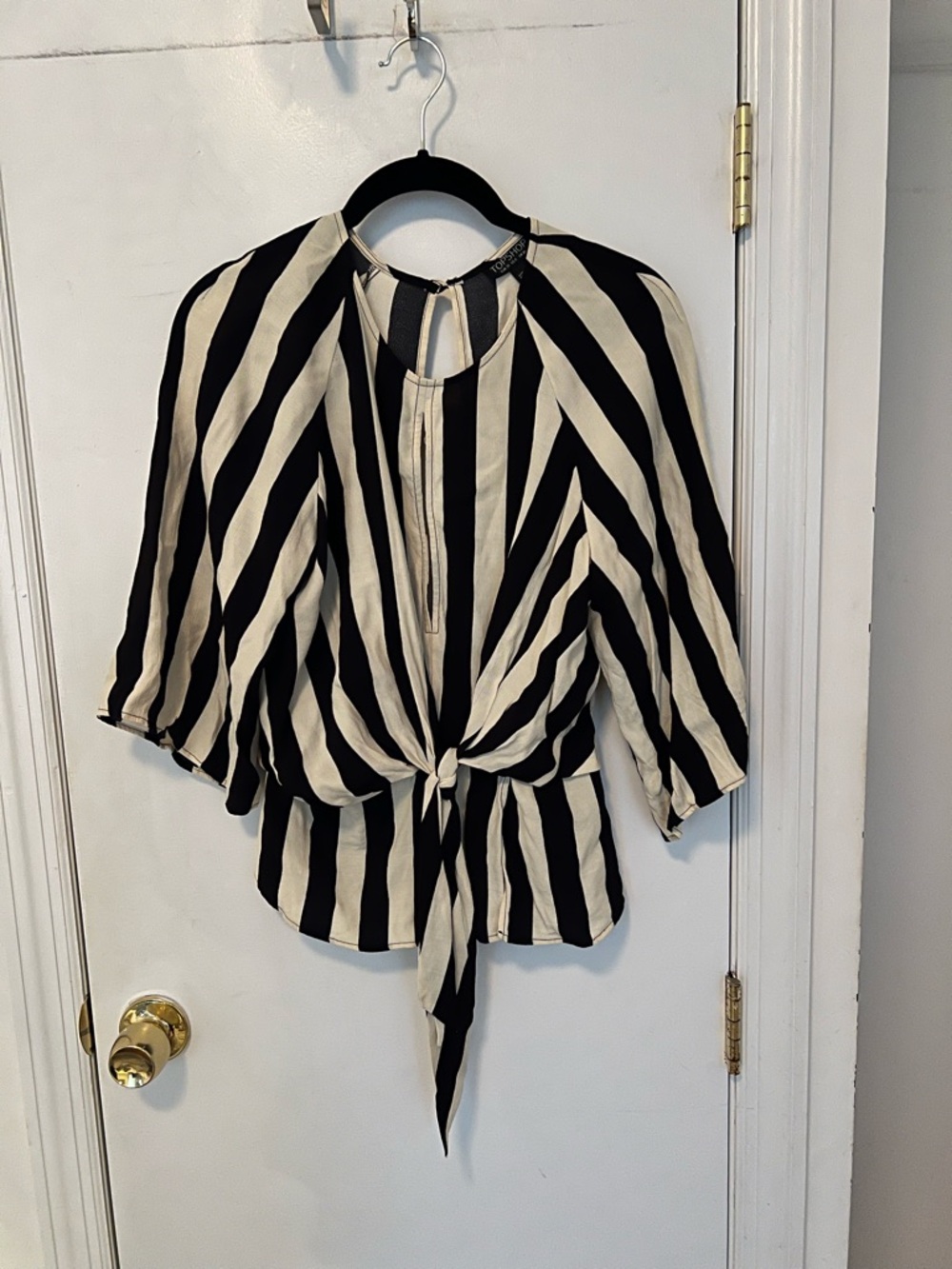Topshop Striped Tie-Front Women’s Top